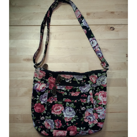 Floral Crossbody Bag Purse 100% Cotton - Picture 2 of 5